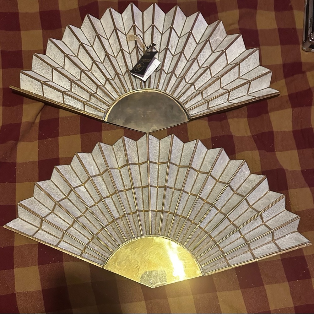 Two (2) Norkis Ston and Shell Fans-No Cracks or Breaks